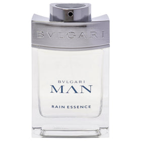 BVLGARI Man Rain Essence spray bottle shown for all-day freshness.