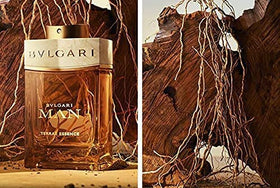 BVLGARI Man Terrae Essence premium packaging highlight for a luxurious presentation
