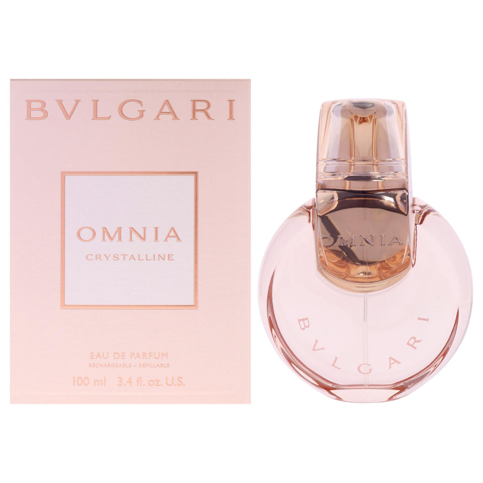 BVLGARI Omnia Crystalline bottle front shows a luminous floral scent for daily wear.