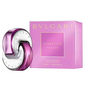 BVLGARI Omnia Amethyste packaging close-up shows premium presentation ideal for gifting