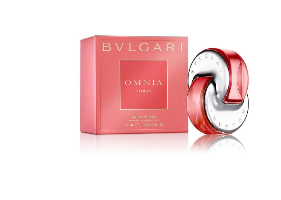 BVLGARI Omnia Coral bottle close-up highlighting elegant design for romantic evenings.