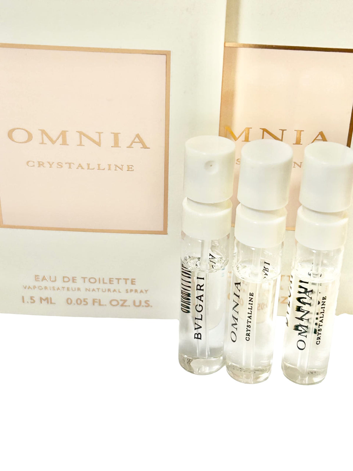 BVLGARI Omnia Crystalline pack of 3 samples for home testing.