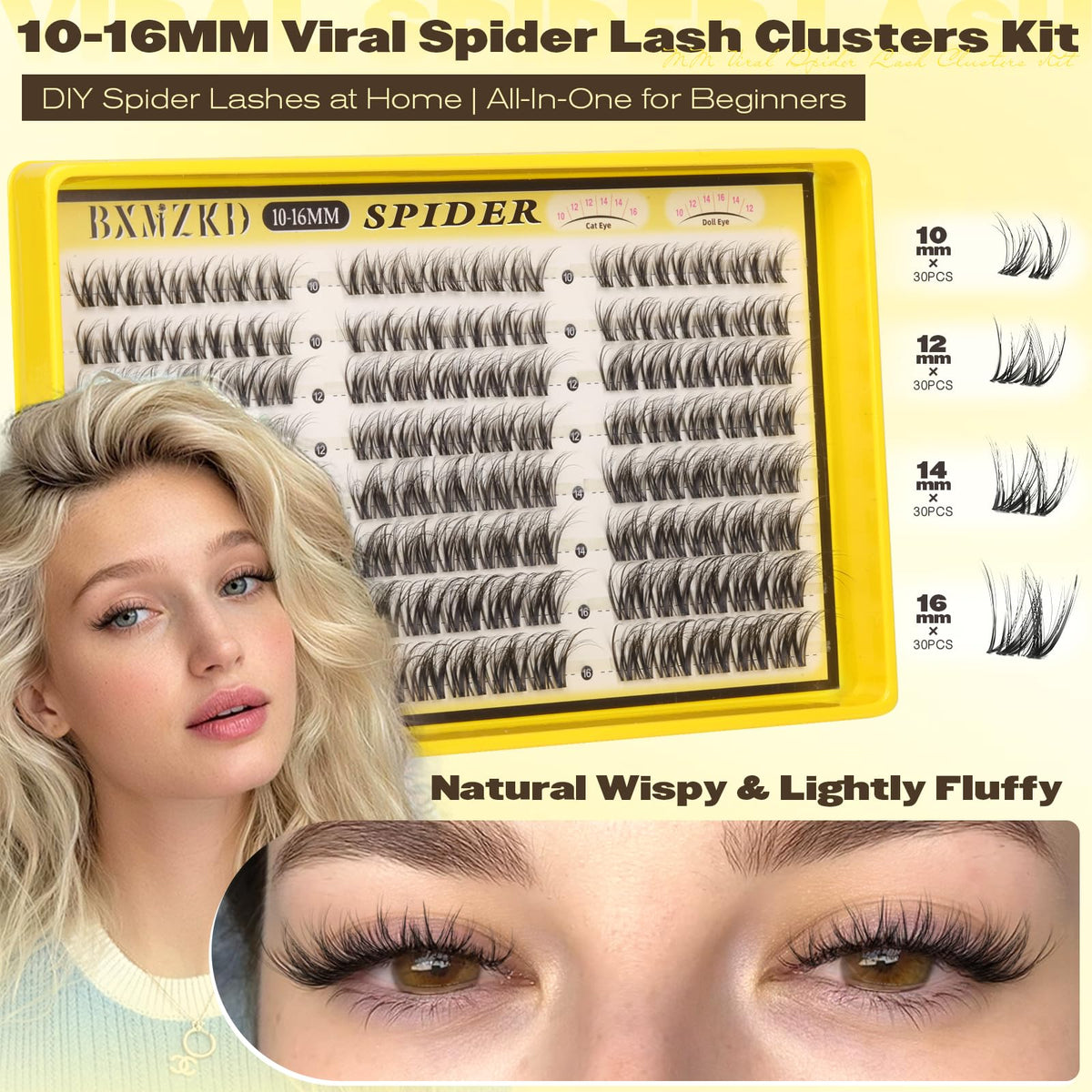 BXMZKD D-curly fluffy lashes on eye with natural lift
