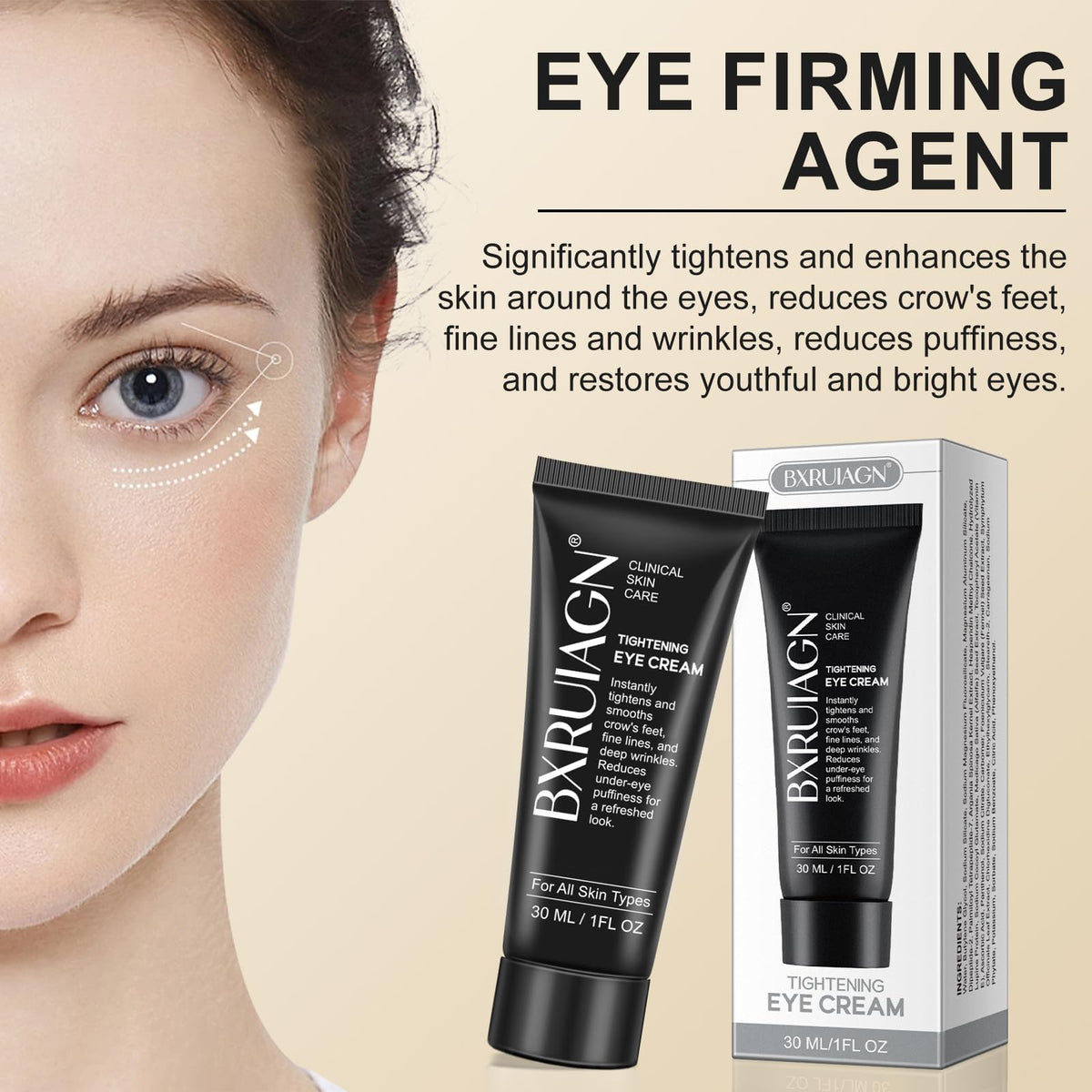 BXRUIAGN Instant Eye Tightener targets under-eye dark circles for a brighter eye area.