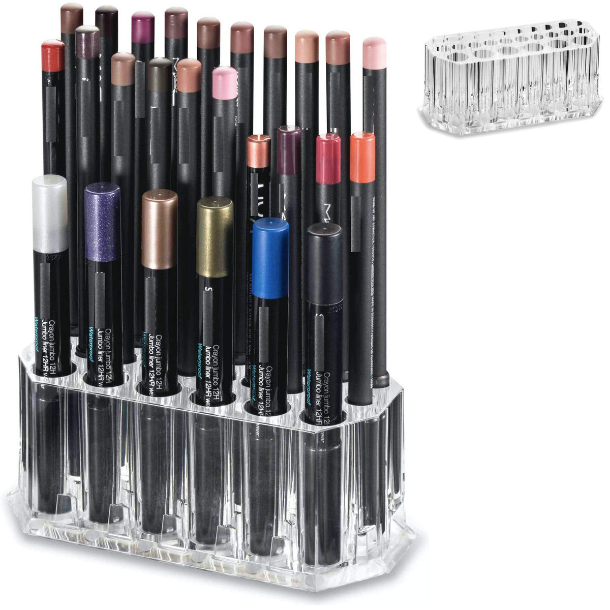 BY ALEGORY eyeliner and lip liner organizer showcasing 26 slots for quick access