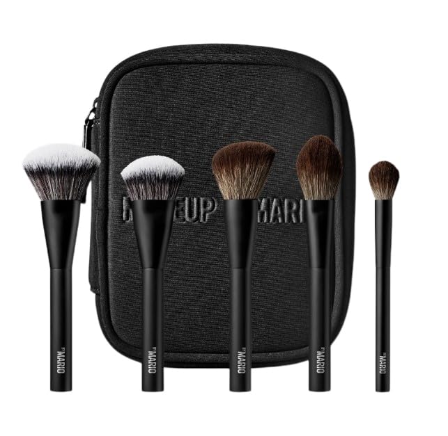 BY MARIO essential travel brush set shown in case for on-the-go flawless makeup