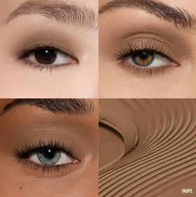 By Mario Master Mattes taupe cream eyeshadow application on eyelid with diffused matte look.