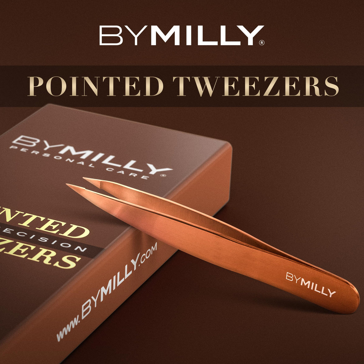 By MILLY Pointed Tweezers hand-filed tips close-up enable accurate hair capture