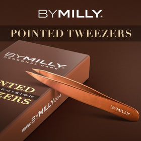 By MILLY Pointed Tweezers hand-filed tips close-up enable accurate hair capture