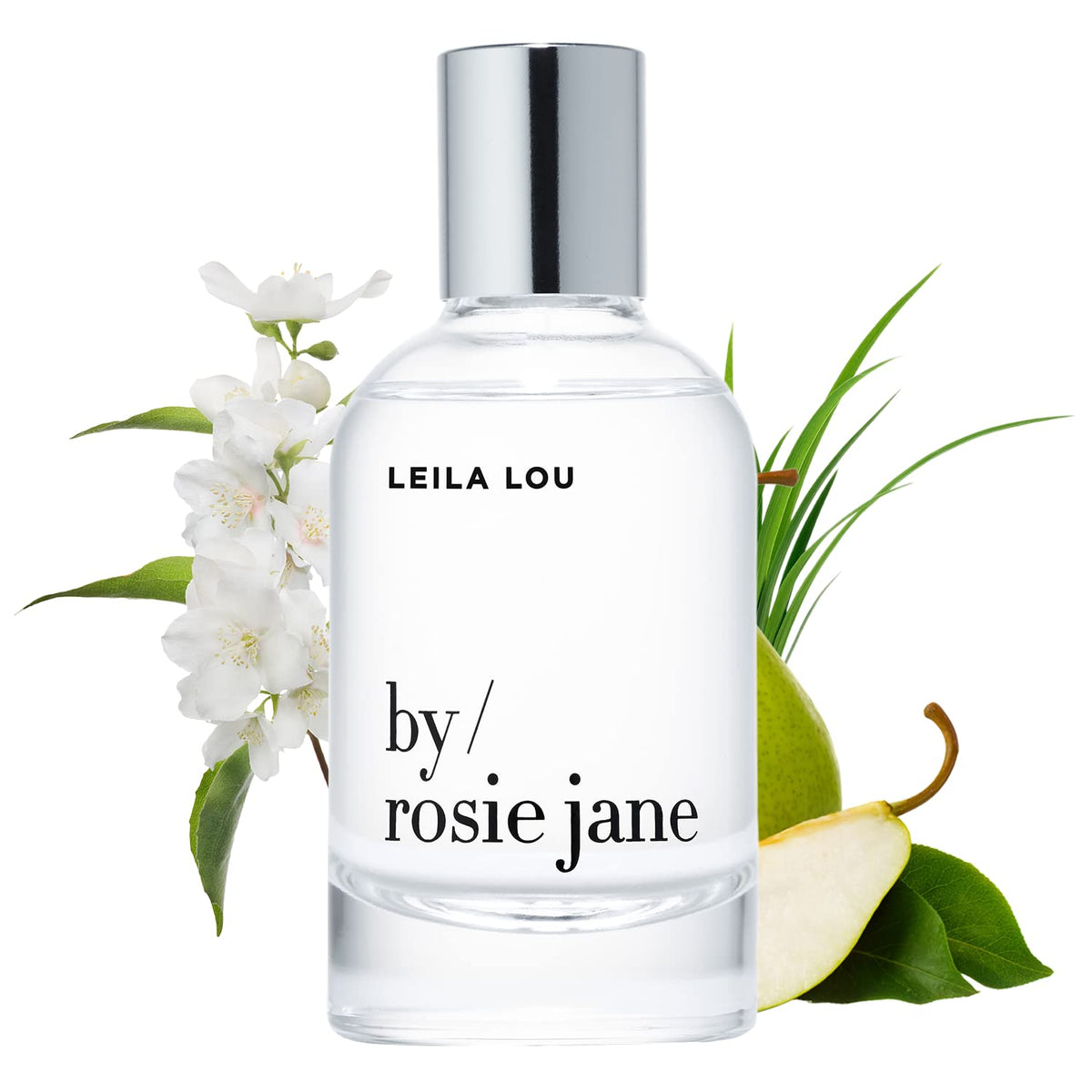 By Rosie Jane Leila Lou pear top note bottle, fresh daytime mood for daily wear.