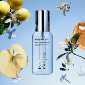 Birthday Suit spray on hair and skin demonstrates lightweight clean feel