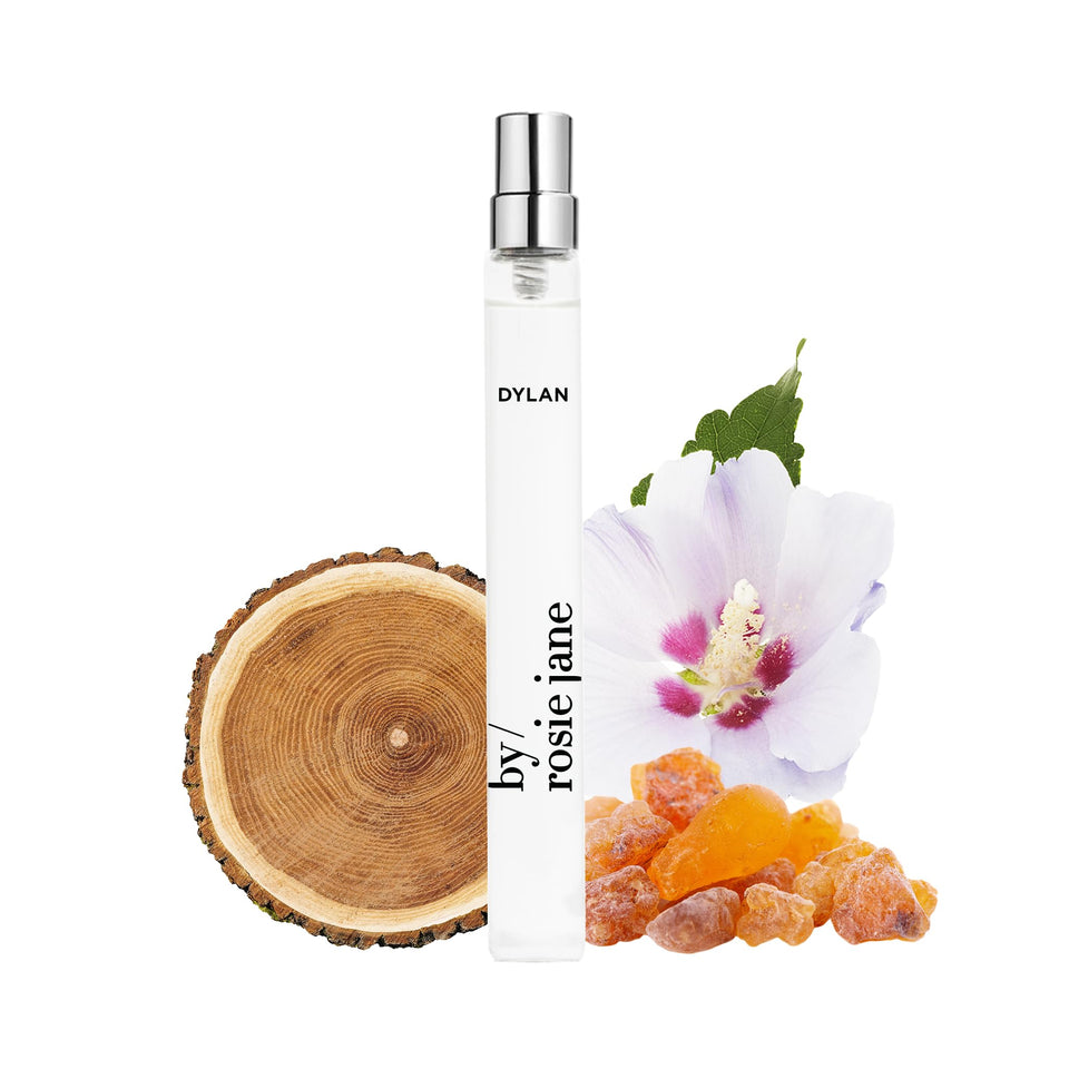 By Rosie Jane Dylan travel spray bottle front view, ideal for on-the-go scent.