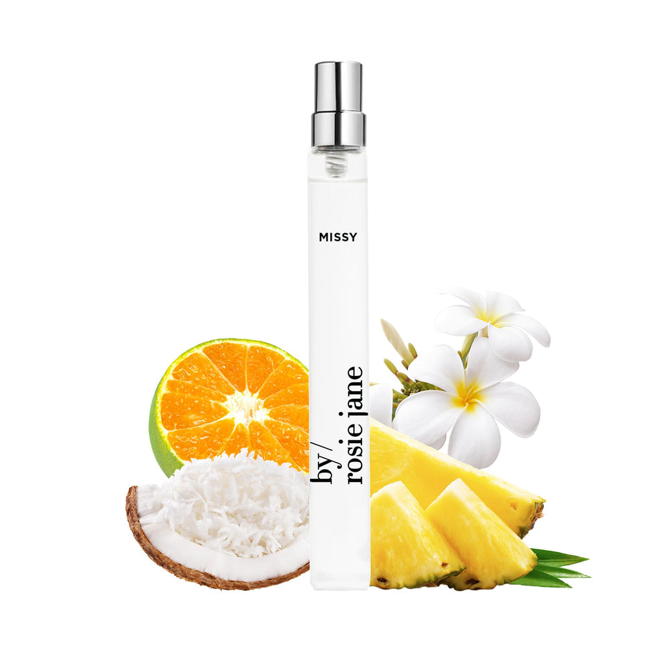 By Rosie Jane Missy travel spray bottle ready for on-the-go freshness.
