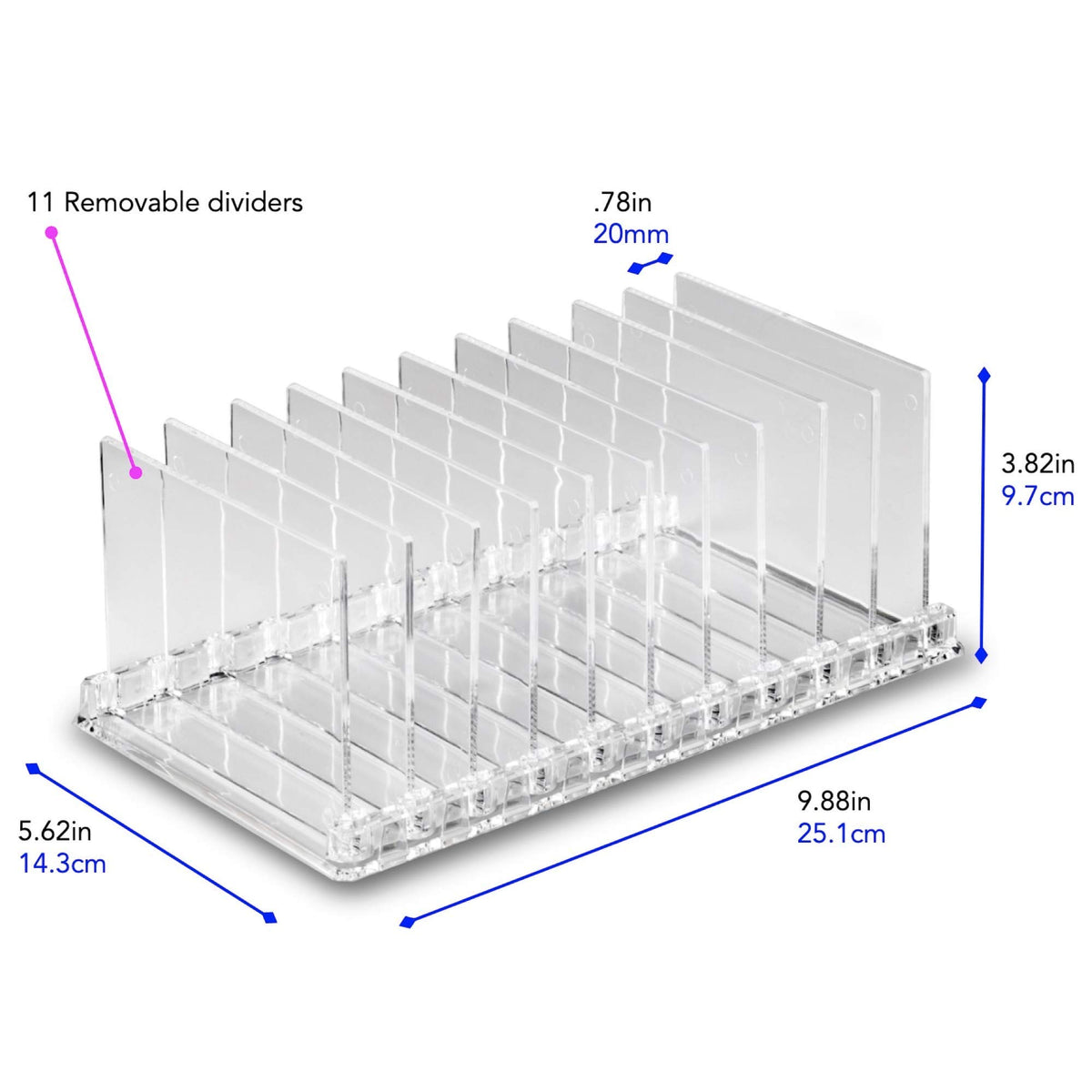 BY ALEGORY organizer shows 10+ palettes with removable dividers