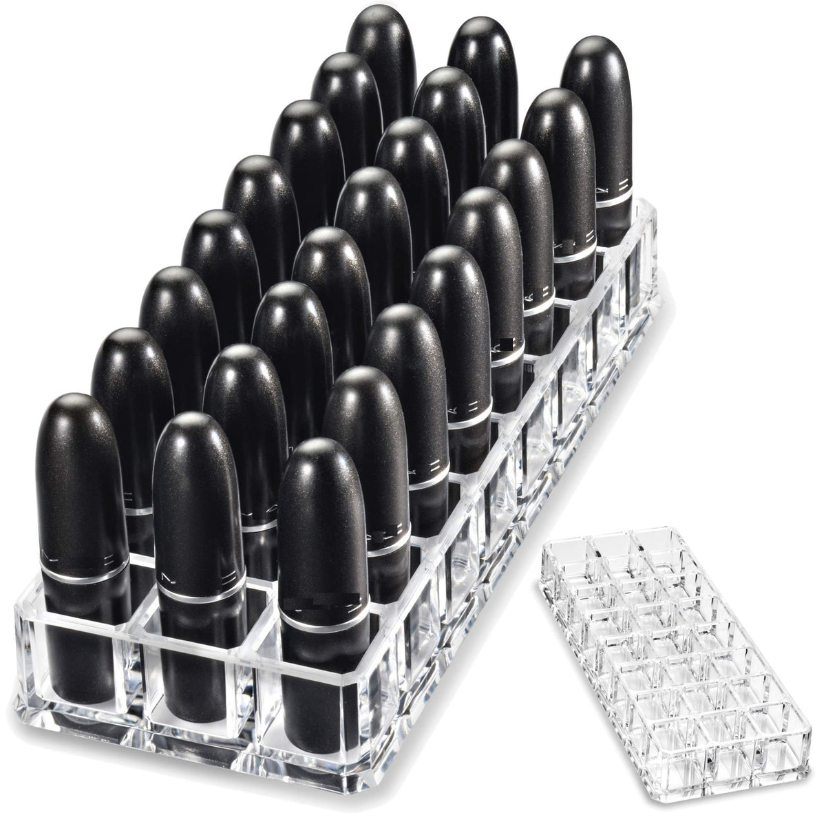 BY ALEGORY lipstick organizer in clear 24-space design for easy access.