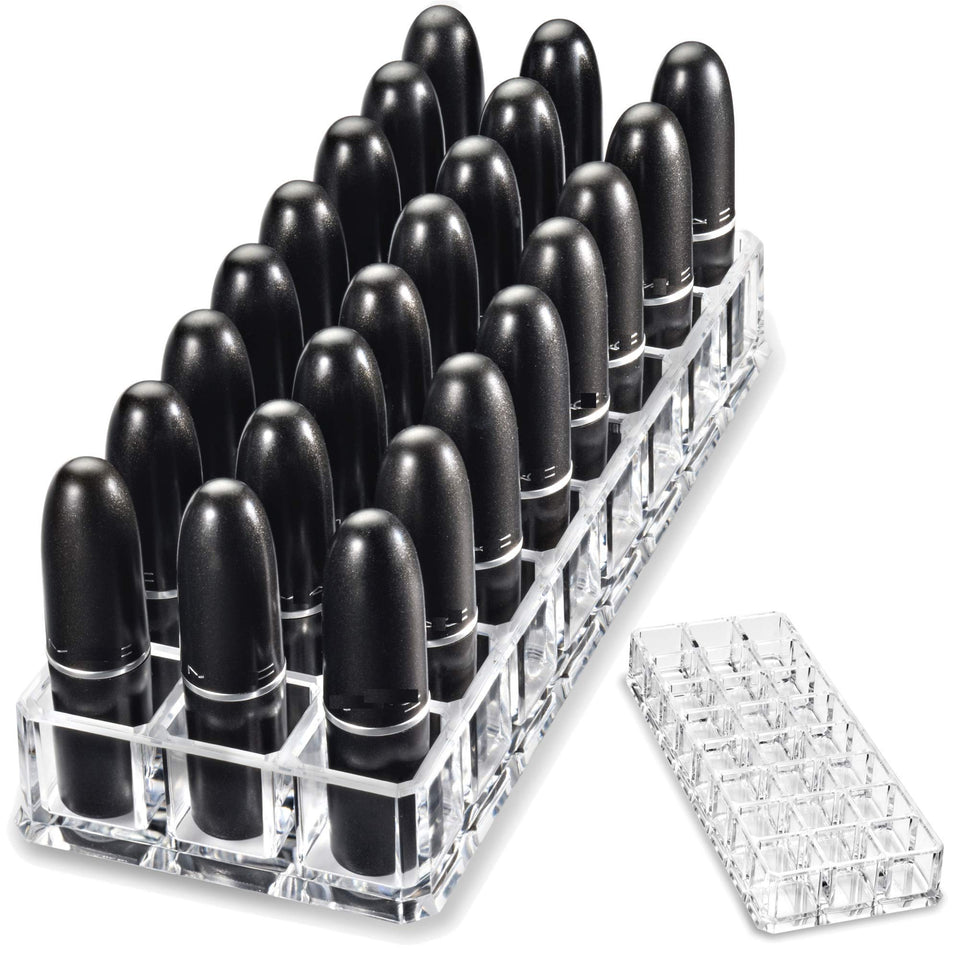 BY ALEGORY lipstick organizer in clear 24-space design for easy access.