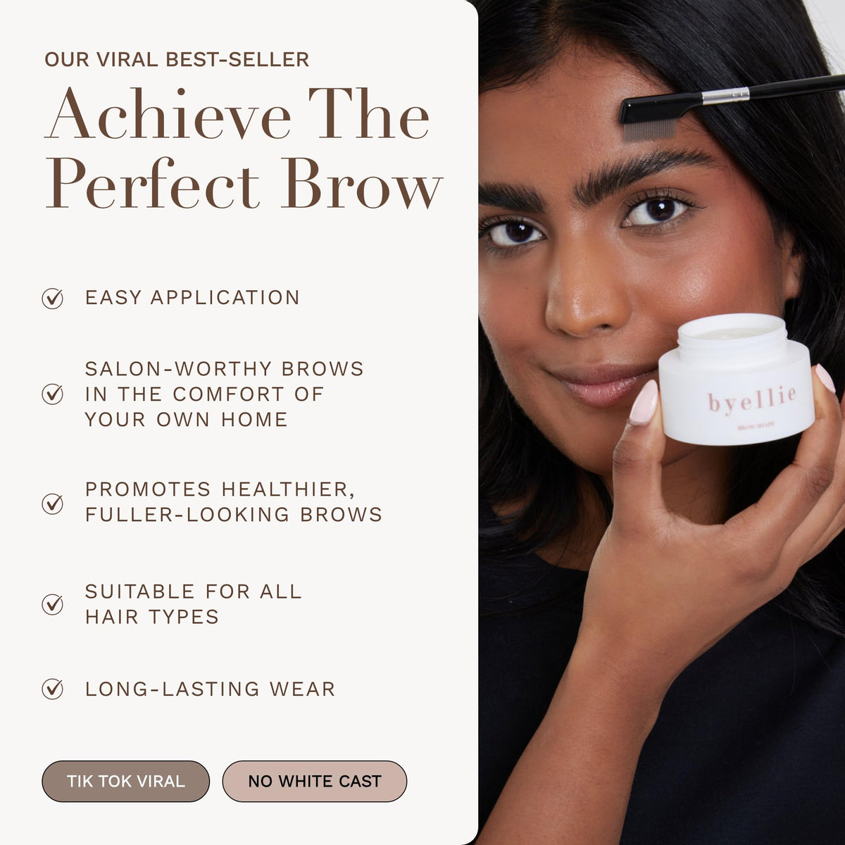 Byellie Brow Shape clear gel finish with undetectable, residue-free look