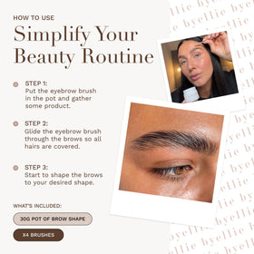 Byellie Brow Shape packaging emphasizes vegan and cruelty-free formula