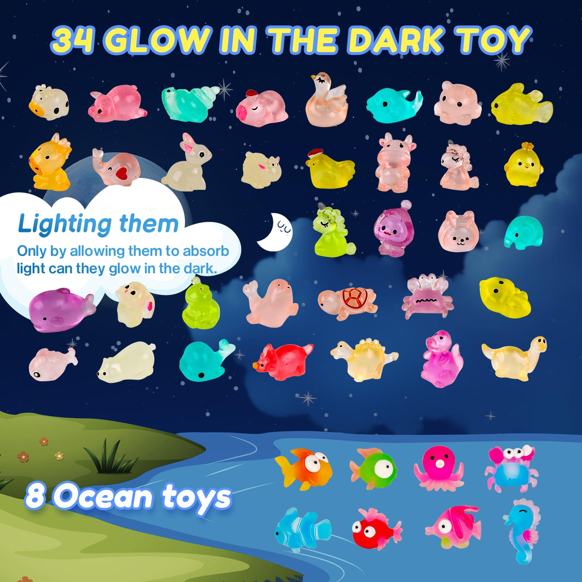 BYGGVIR bath bombs with glow-in-the-dark toy light up bath time