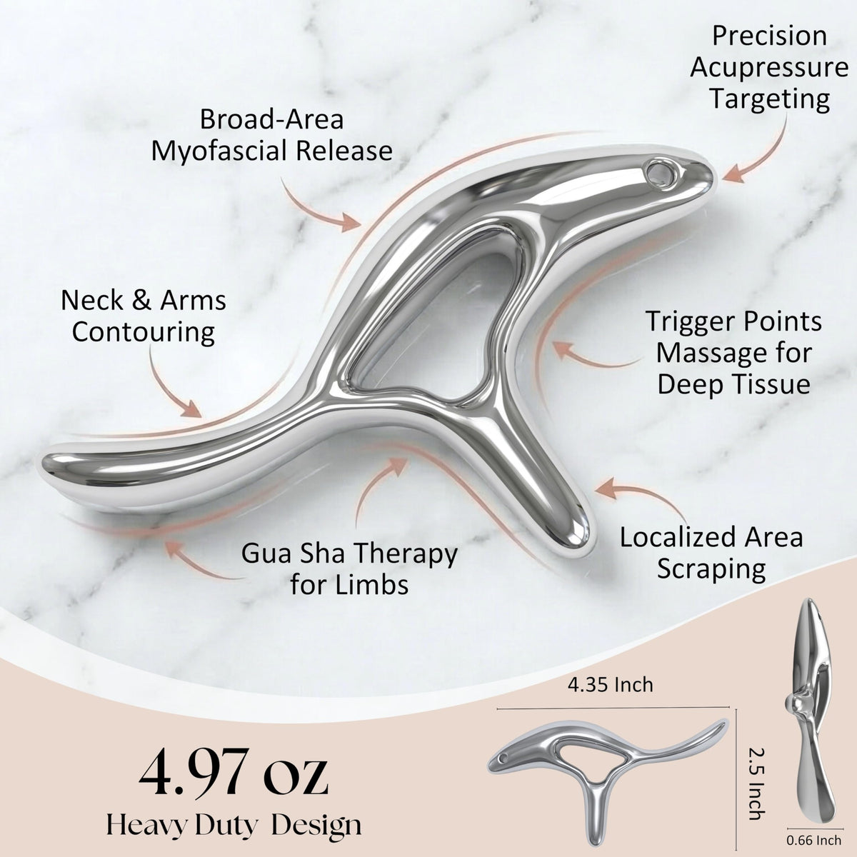ByLif curved scraping edges enable broad fascia release across large muscle groups.