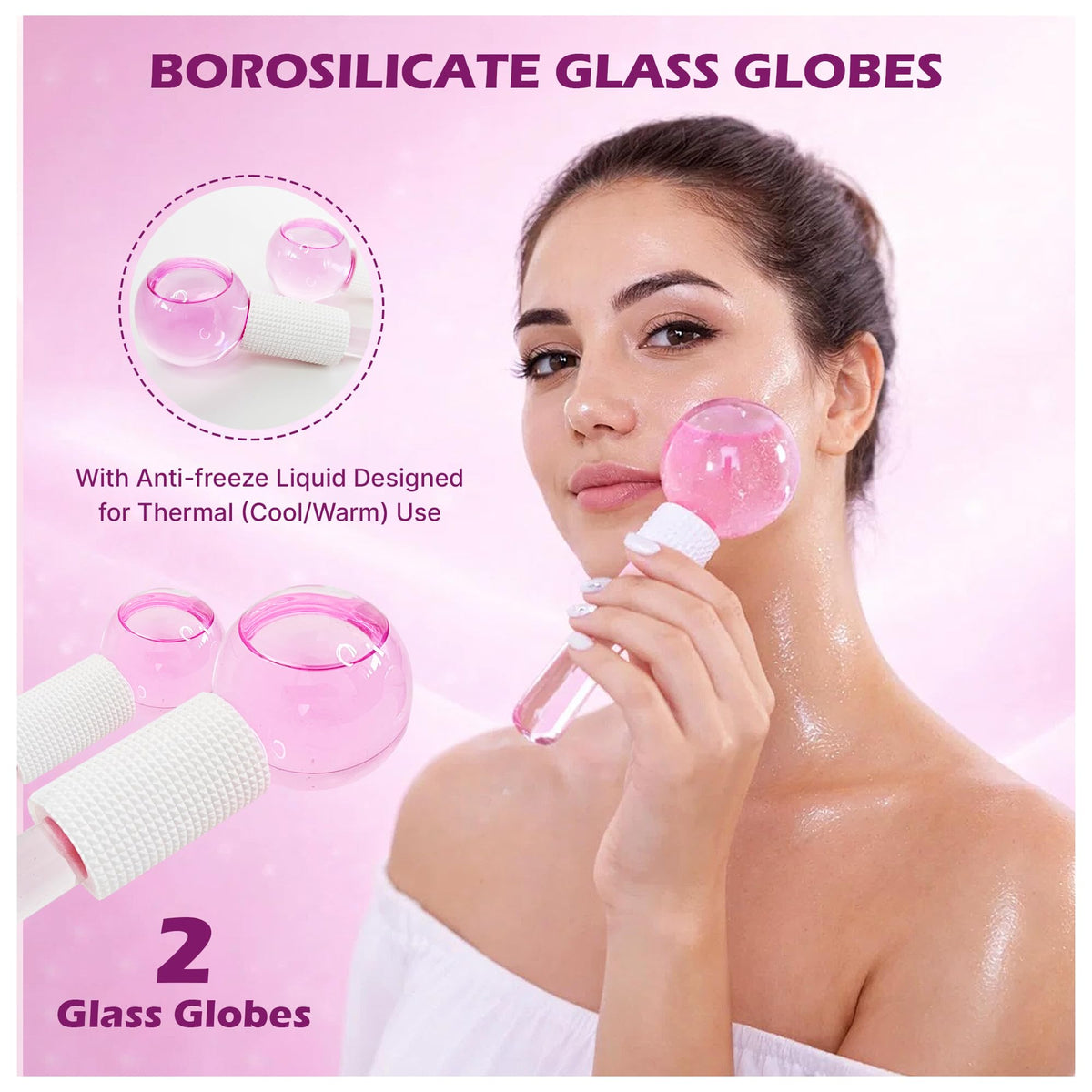 ByLut cryo and warm globes with ergonomic handles for soothing facial therapy
