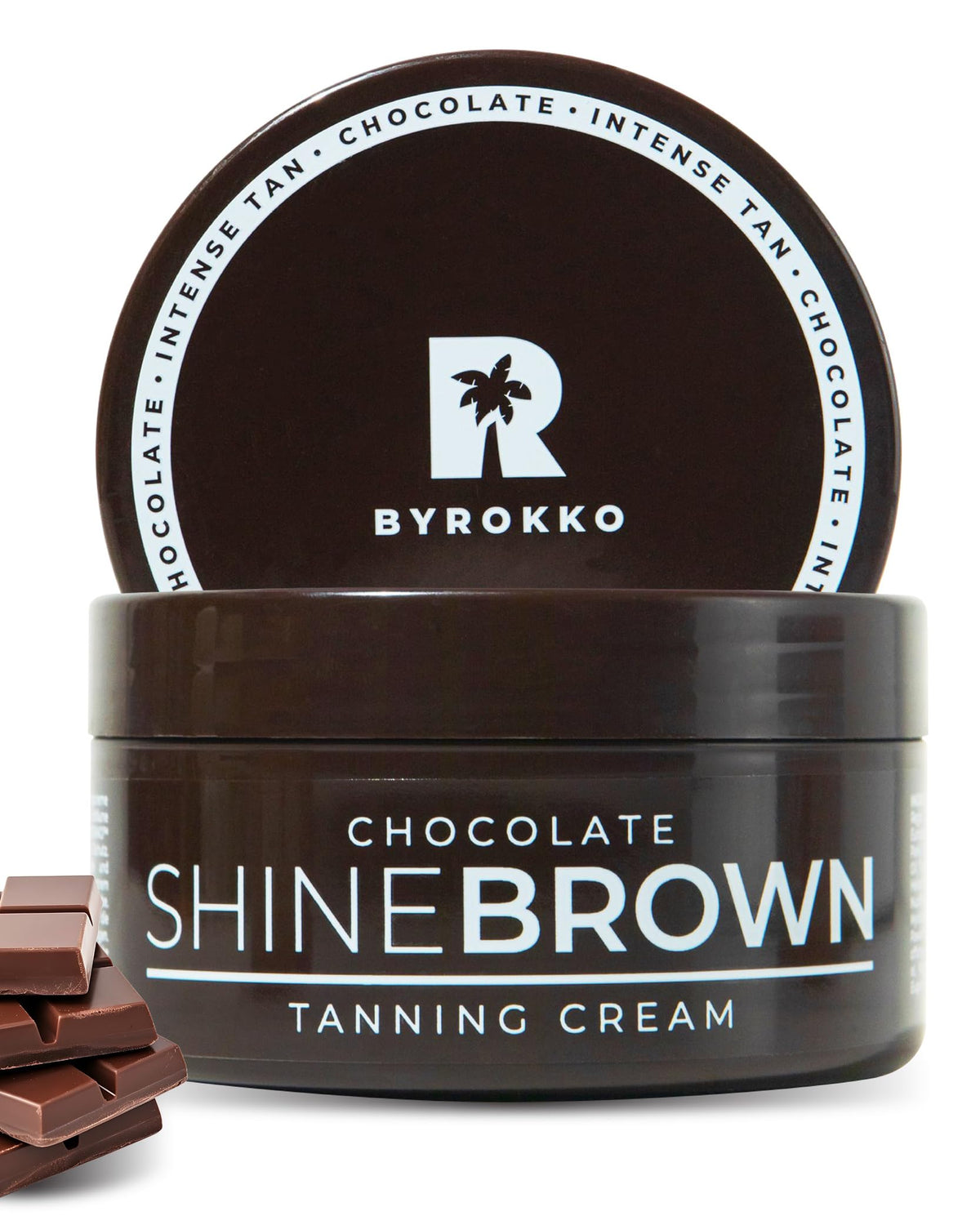 BYROKKO Shine chocolate tan accelerator cream bottle ready for outdoor tanning