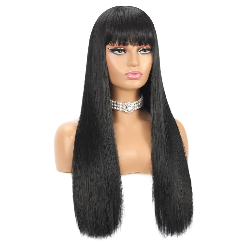 BYRON long straight wig with bangs daily use option effortless styling
