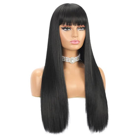 BYRON long straight wig with bangs daily use option effortless styling