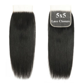 BYUP HAIR 5x5 HD lace closure straight 16in for natural blend