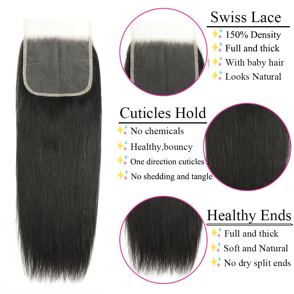 BYUP HAIR Brazilian virgin hair closure ready for lasting premium feel