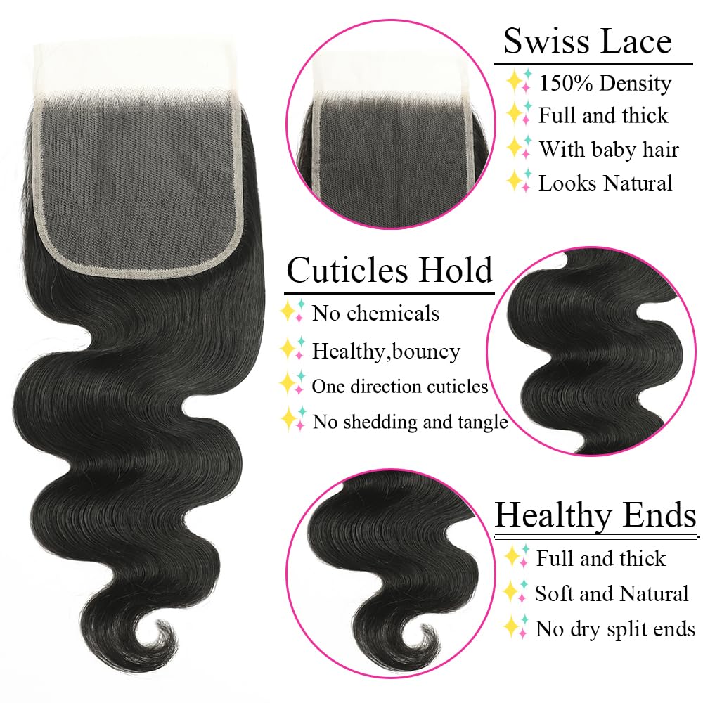 BYUP HAIR HD lace closure with transparent skin-like look for seamless finish.