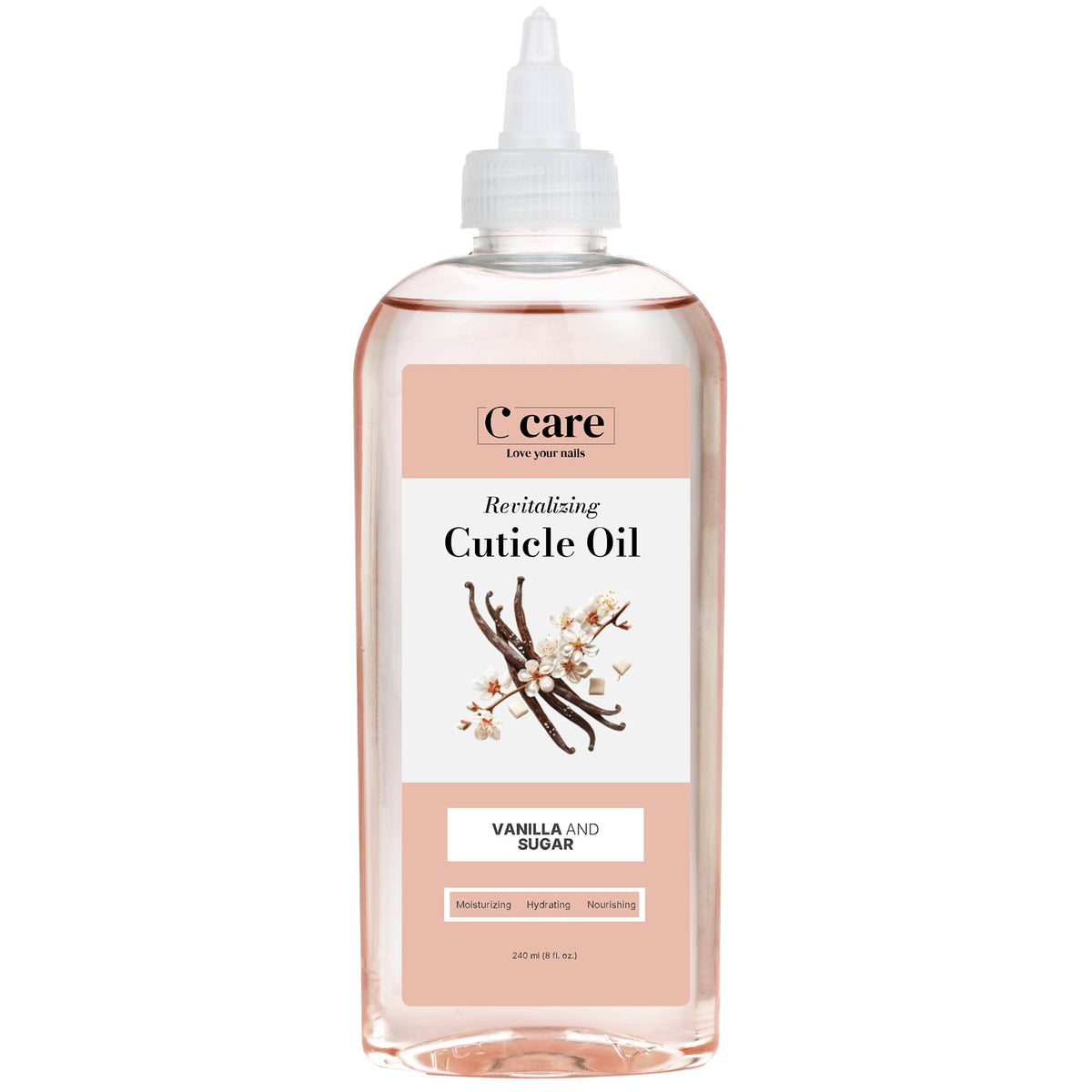 C CARE Vanilla & Sugar cuticle oil bottle nourishes nails overnight