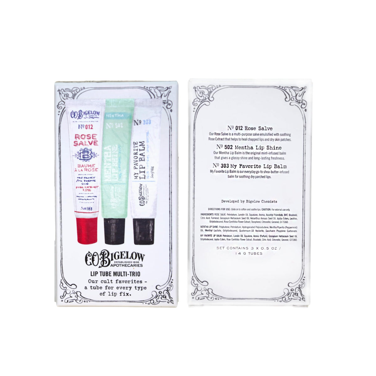 C.O. Bigelow all-natural ingredients listing on lip balm