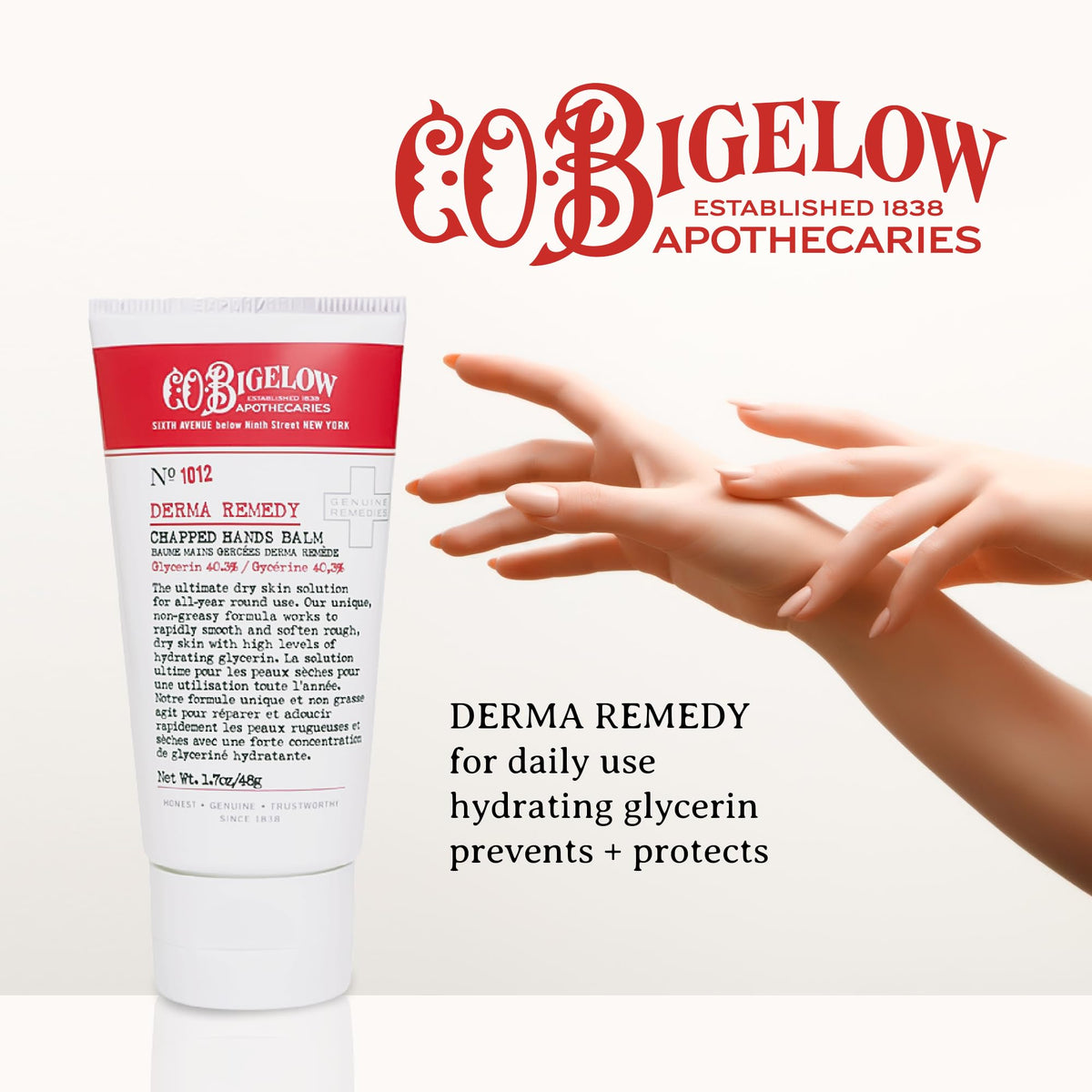 Packaging display highlights glycerin 40.3 percent formula for deep hydration.