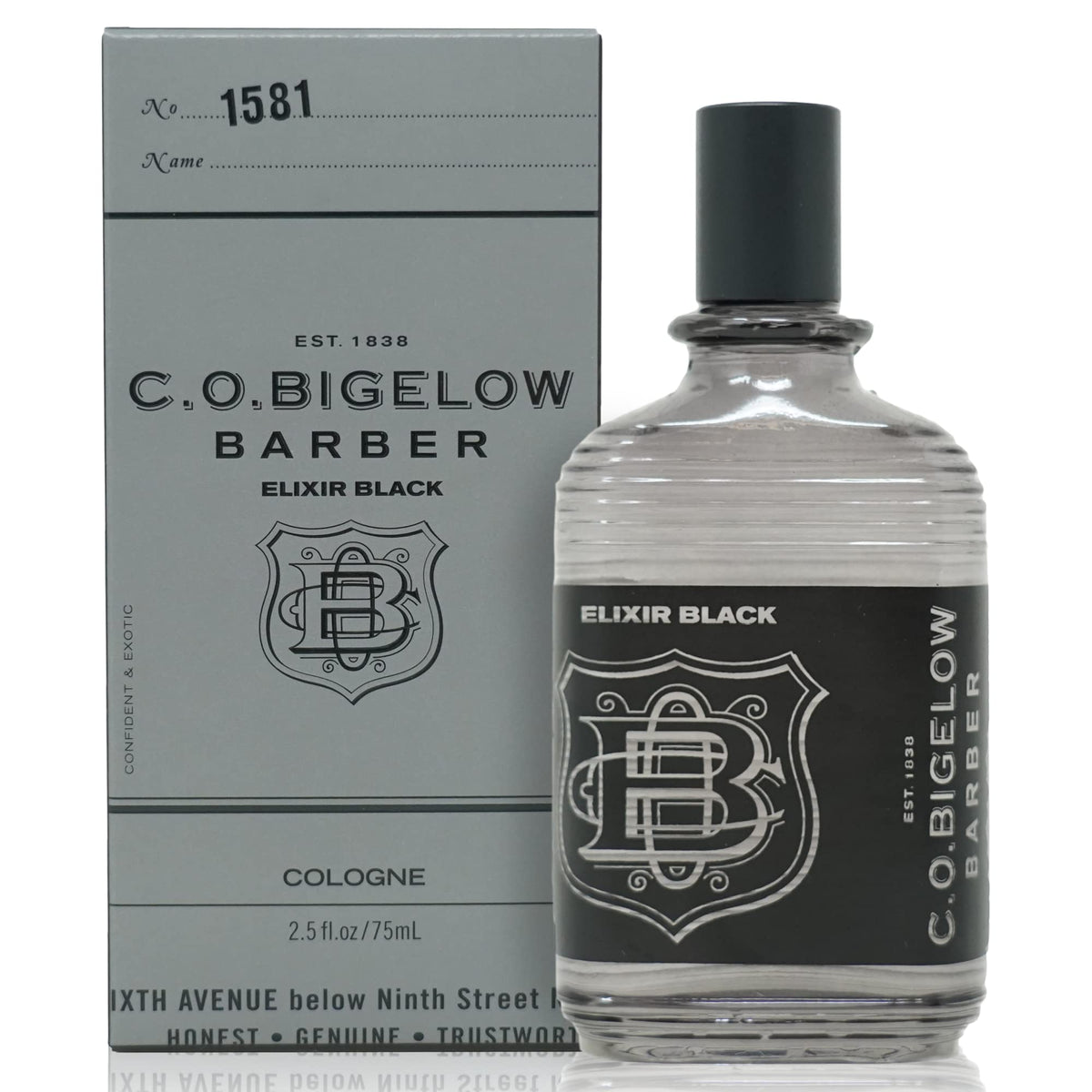C.O. Bigelow Elixir Black bottle front view for everyday confidence