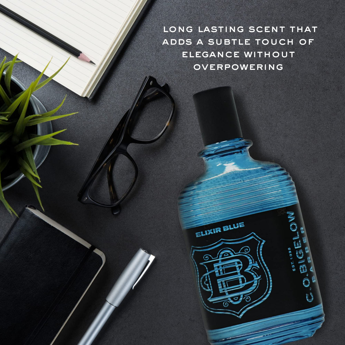 C.O. Bigelow Elixir Blue cap detail highlighting modern packaging