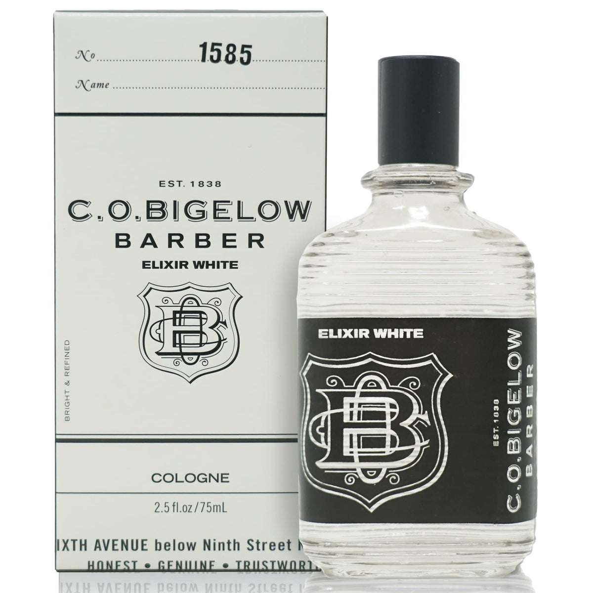 C.O. Bigelow Elixir White bottle front with a premium daily-wear look.