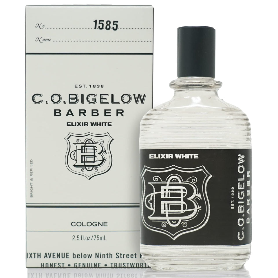 C.O. Bigelow Elixir White bottle front with a premium daily-wear look.