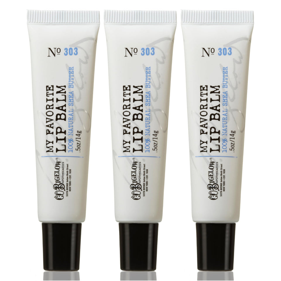 C.O. Bigelow Favorite Lip Balm Tubes pack of three for on-the-go hydration.