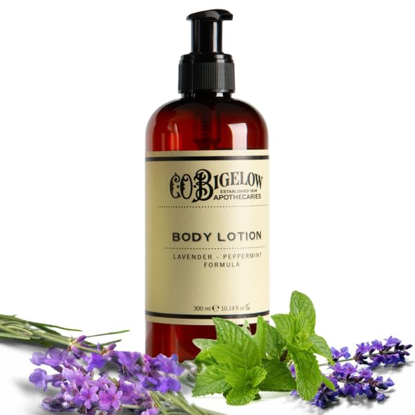 C.O. Bigelow Lavender Peppermint Lotion bottle with pump for easy daily moisture.