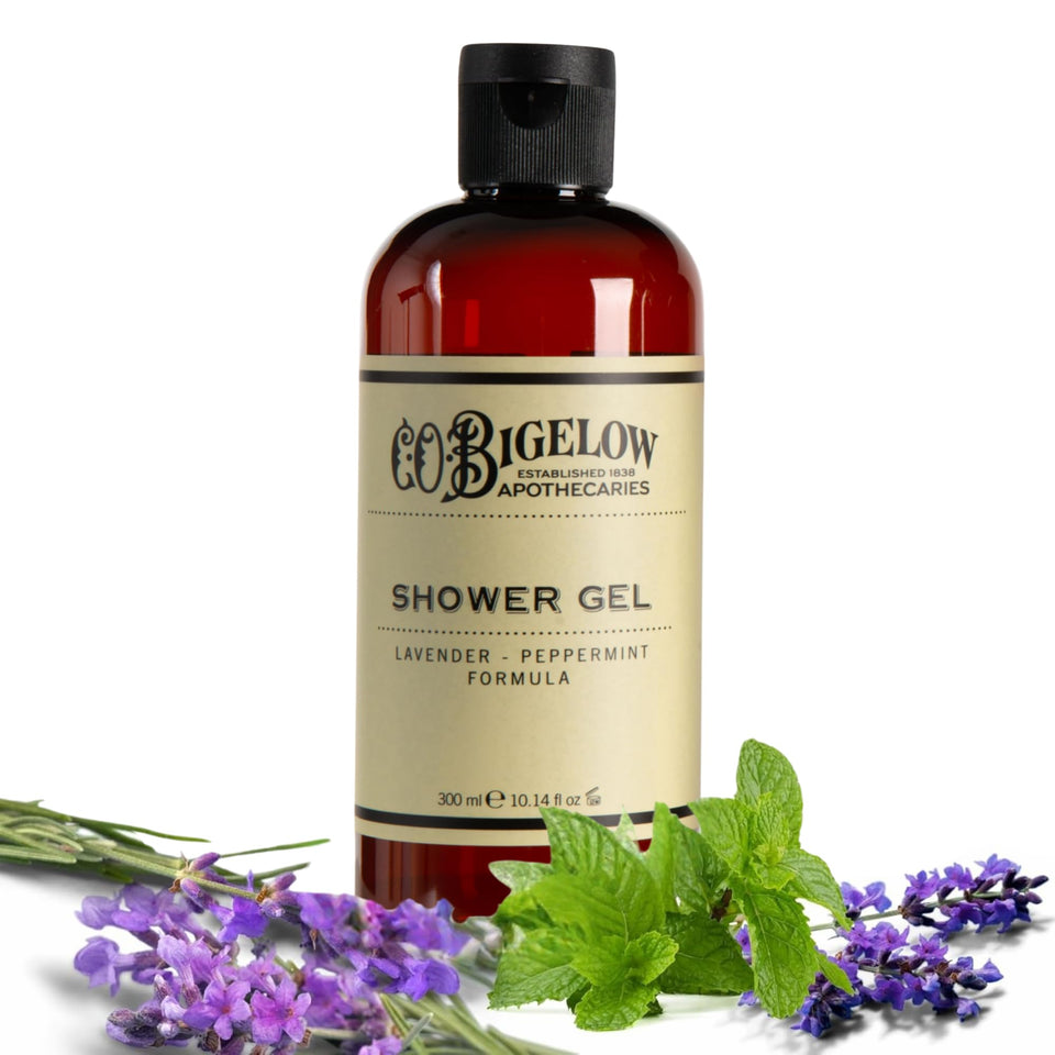 C.O. Bigelow Lavender Peppermint Shower Gel bottle showing moisturizing formula