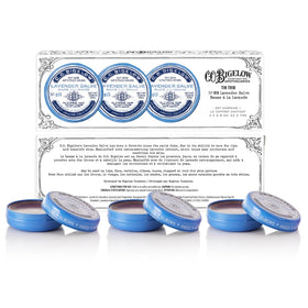 Close-up of Lavender Salve Tins collection showing compact packaging.