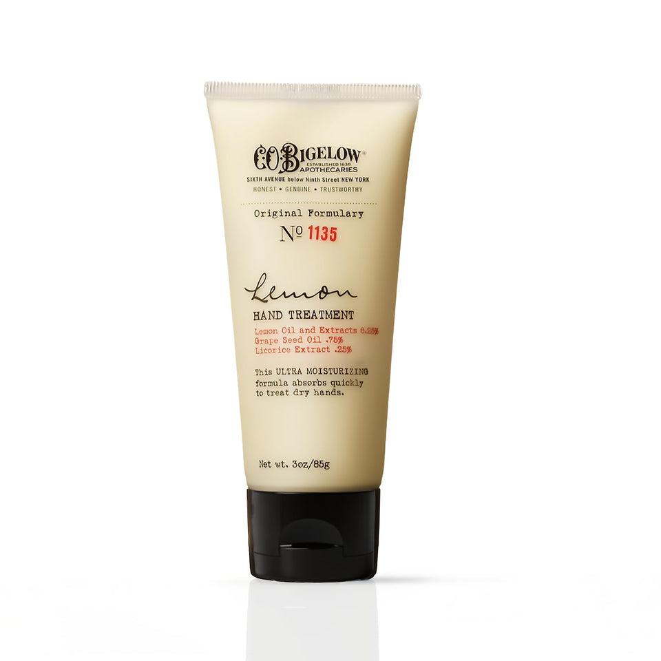 C.O. Bigelow Lemon Hand Treatment bottle close-up highlighting refreshing lemon fragrance for daily use.