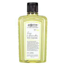 Pouring C.O. Bigelow Lime Coriander Body Wash to reveal bright lather and citrus aroma