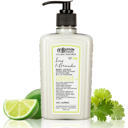 C.O. Bigelow Lime Coriander bottle pump delivers fast absorption for non-greasy moisture.