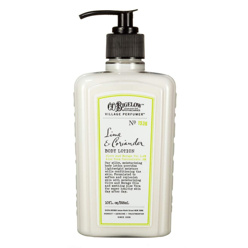 C.O. Bigelow Lime Coriander olive oil presence suggests rich conditioning for skin.