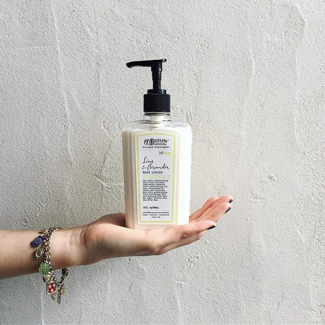 C.O. Bigelow Lime Coriander texture closeup demonstrates quick absorption and a smooth finish.
