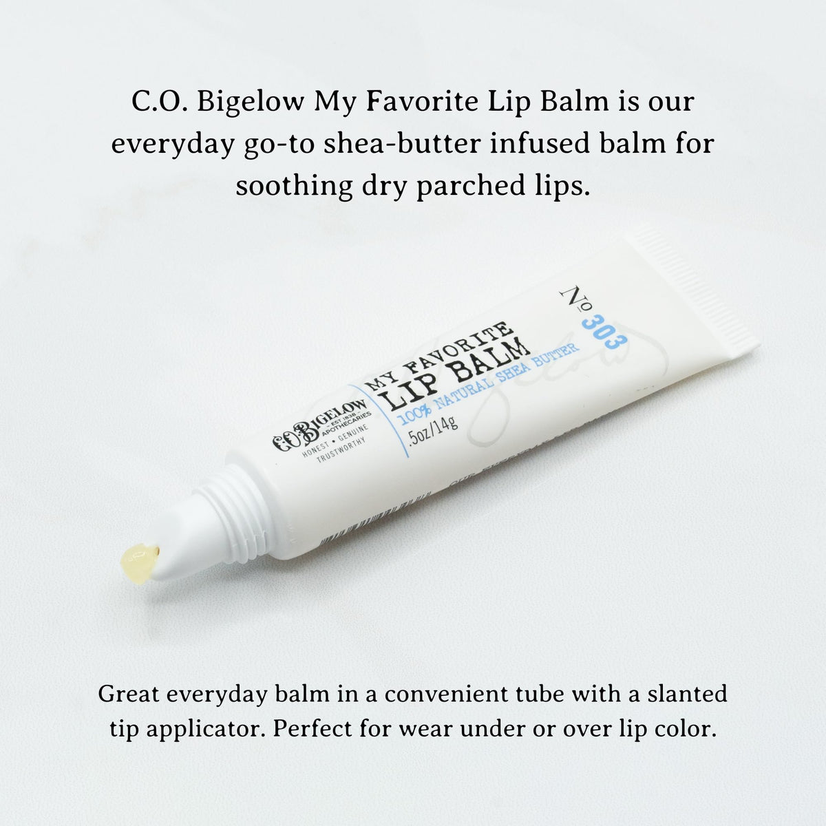 C.O. Bigelow Mentha Shine lipstick tube with high gloss finish