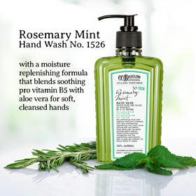 C.O. Bigelow Rosemary Mint Hand Wash pump dispenser for easy refills.
