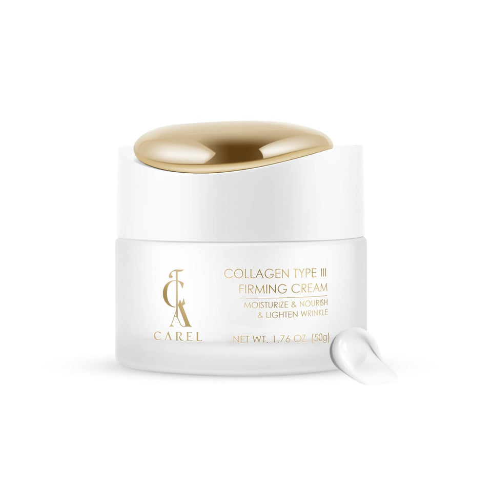 CA CAREL peptides collagen firming cream jar showing premium packaging for daily firming care